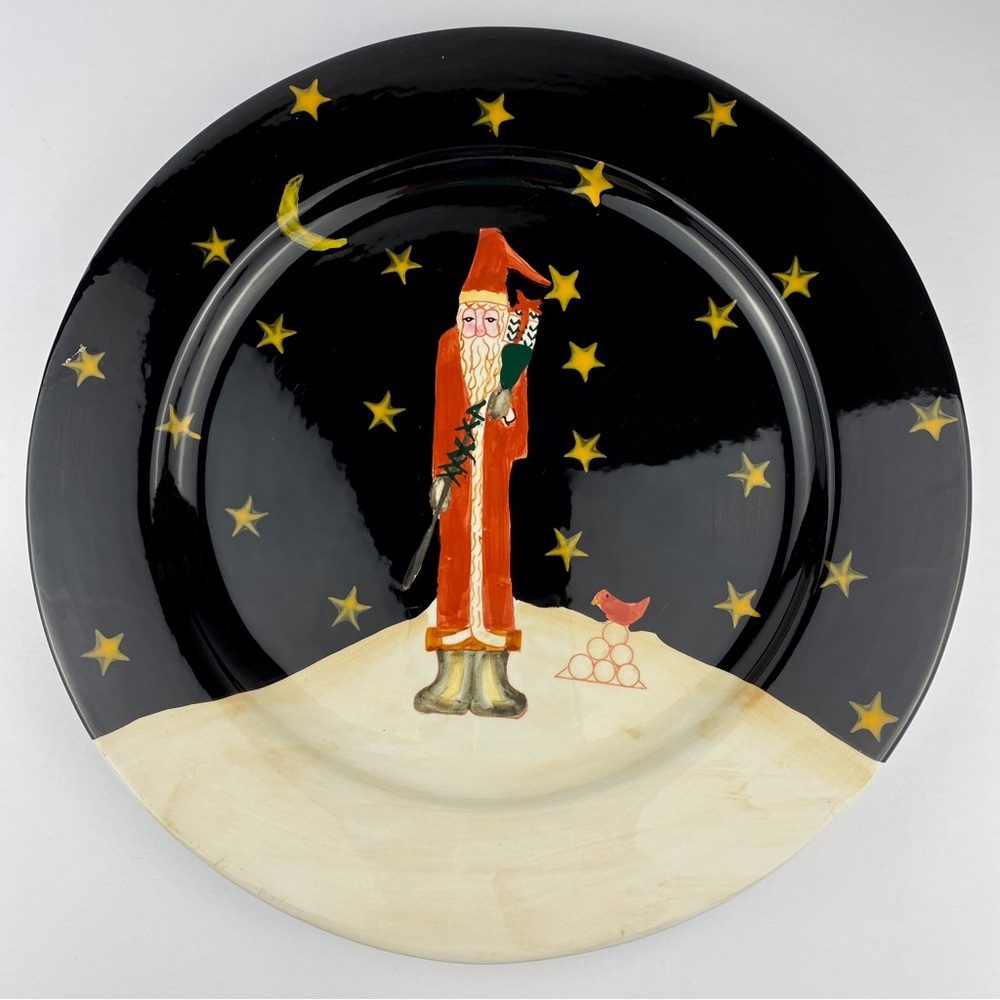 Certified International Midnight Santa 13" ceramic charger platter, Becca Barton